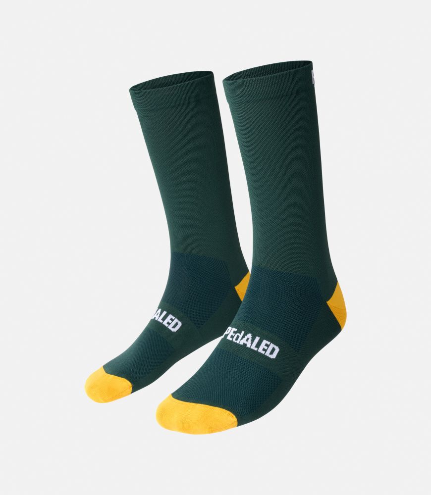 Cycling Socks Green Unisex - Front - Essential | PEdALED
