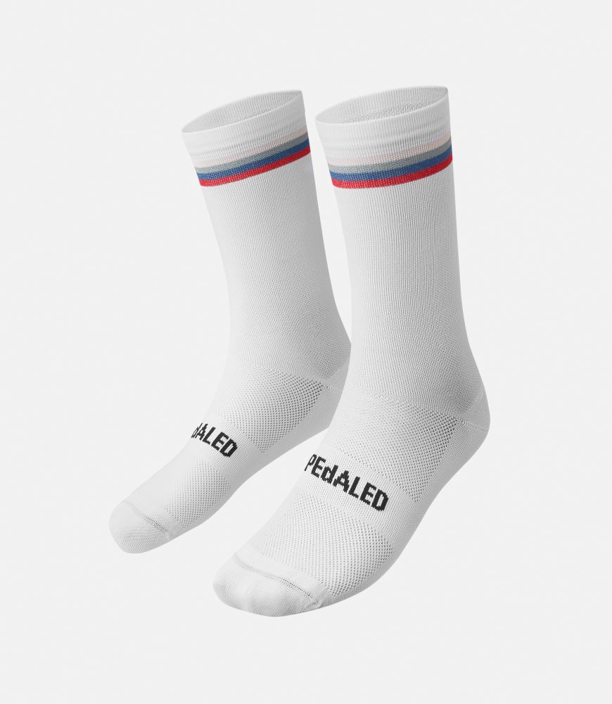 cycling socks white front sabi pedaled