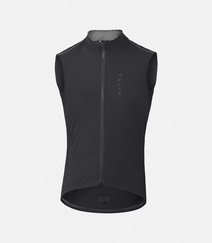 men all weather cycling vest black front mirai pedaled