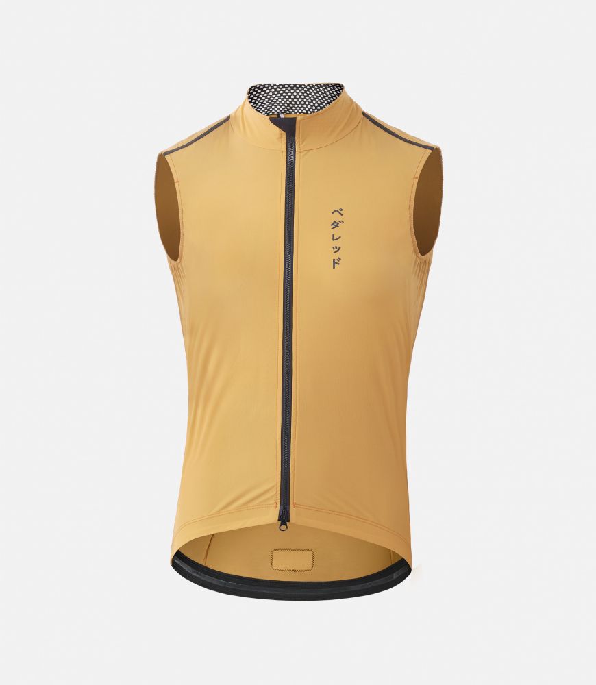 men all weather cycling vest honey front mirai pedaled