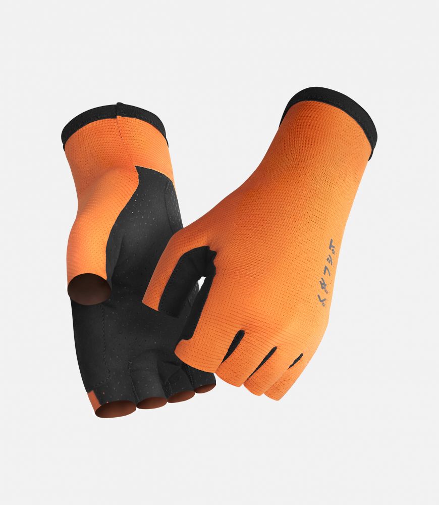 men cycling gloves orange mirai pedaled