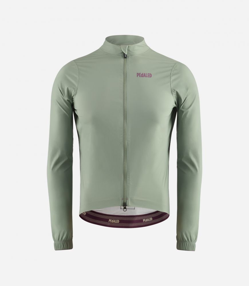 Cycling Waterproof Jacket Green for Men - Front - Element | PEdALED
