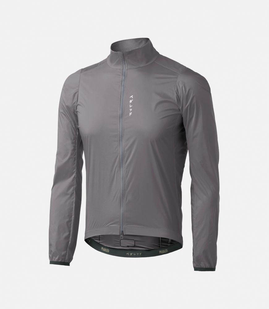 men cycling jacket windproof grey mirai front pedaled