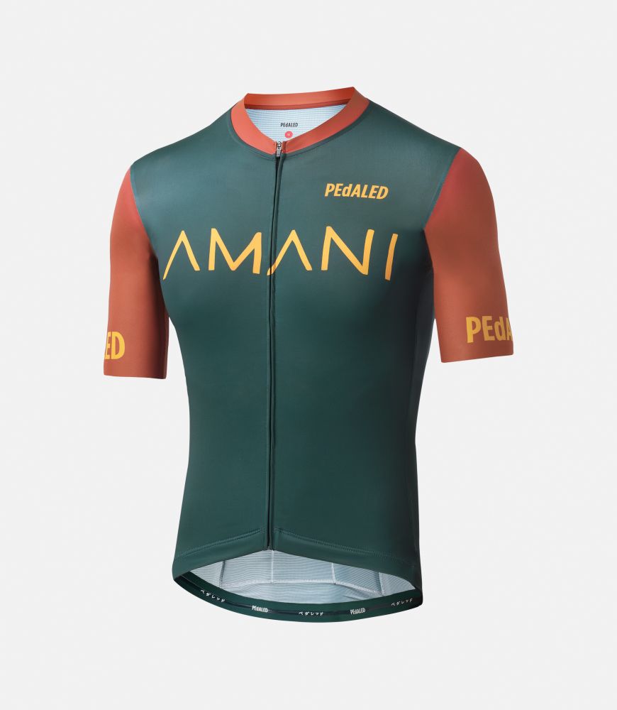 men cycling jersey green amani front pedaled