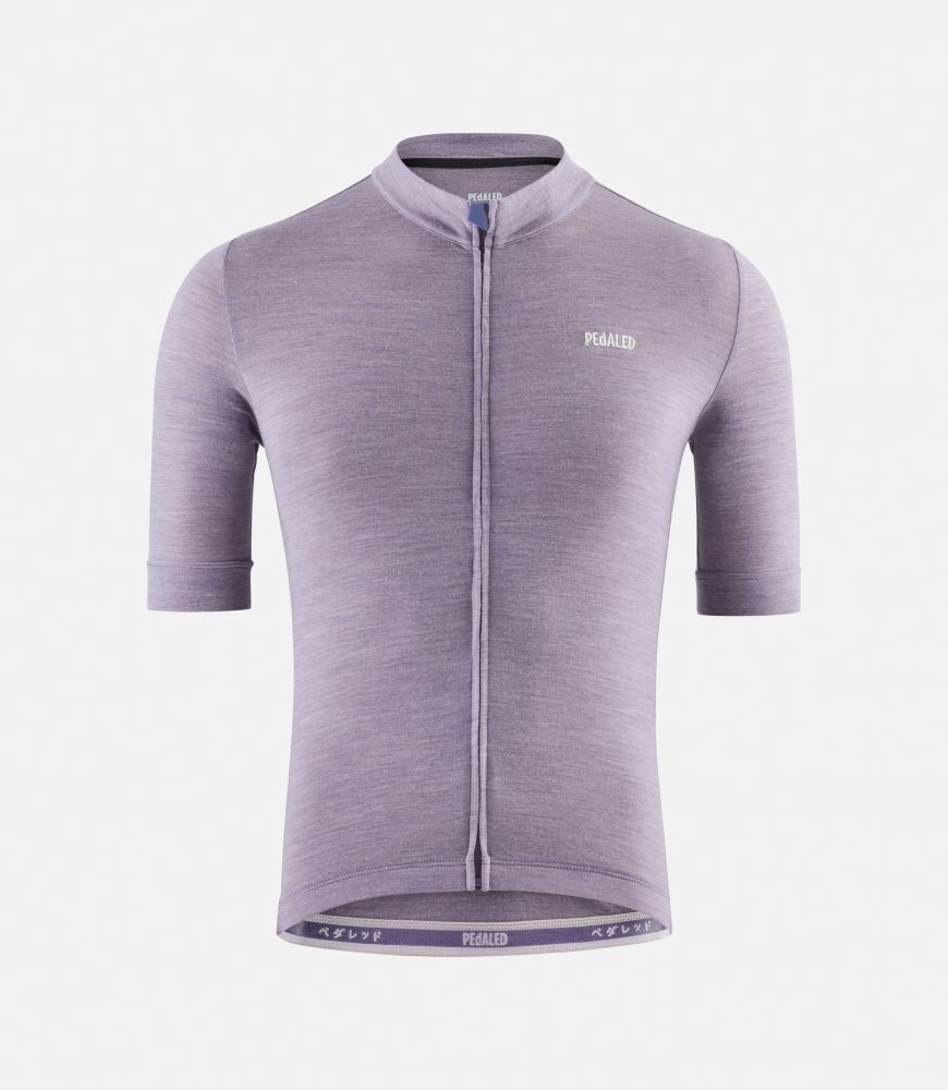 men cycling jersey merino lilac essential front pedaled