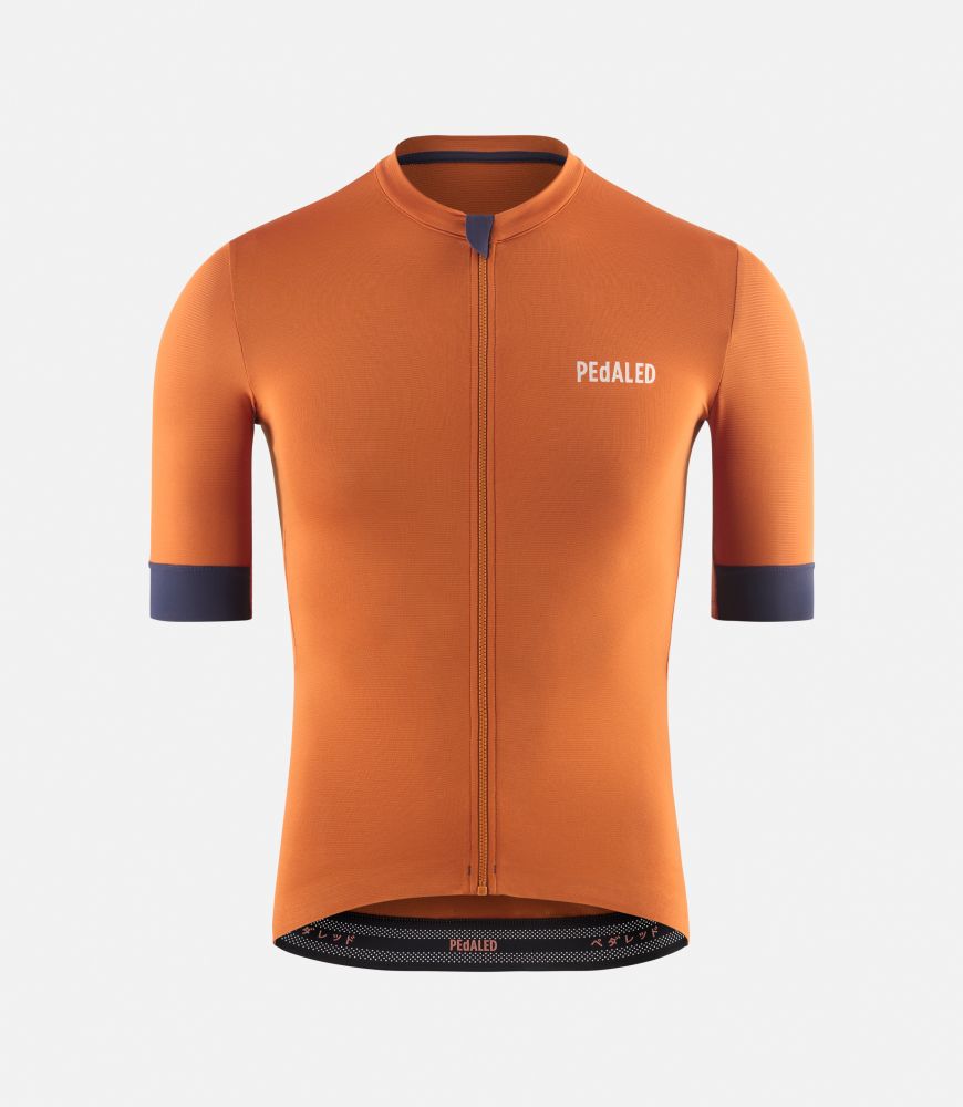 men cycling jersey orange essential front pedaled