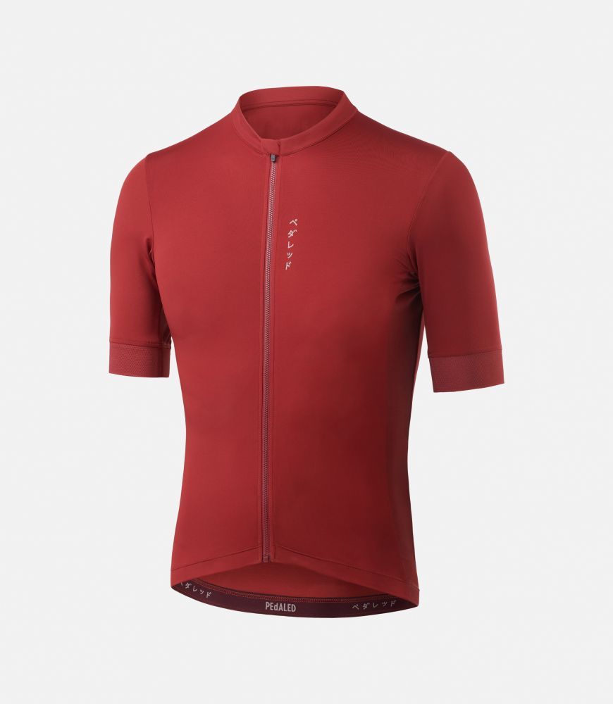 men cycling jersey red mirai front pedaled