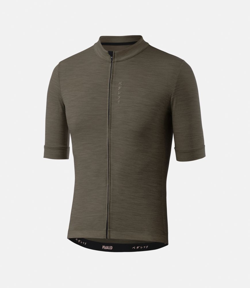 men cycling merino jersey brown essential front pedaled