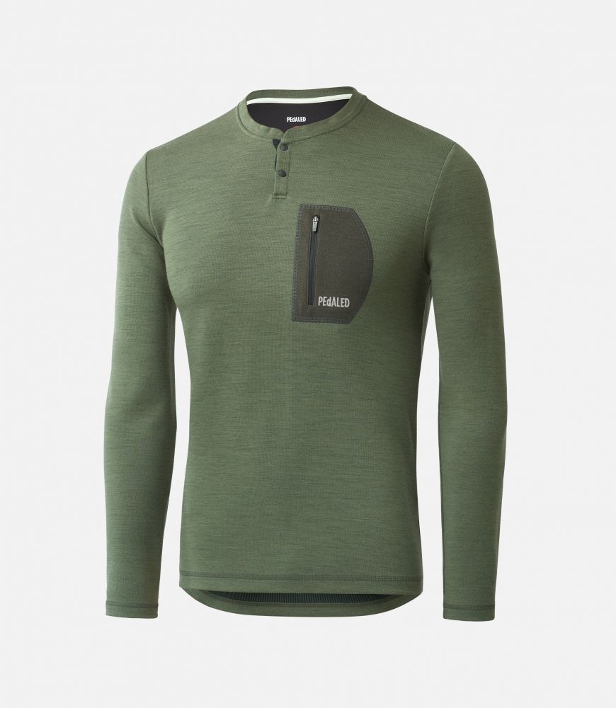 Cycling Jersey Longsleeve Green for Men - Front - Jary | PEdALED

