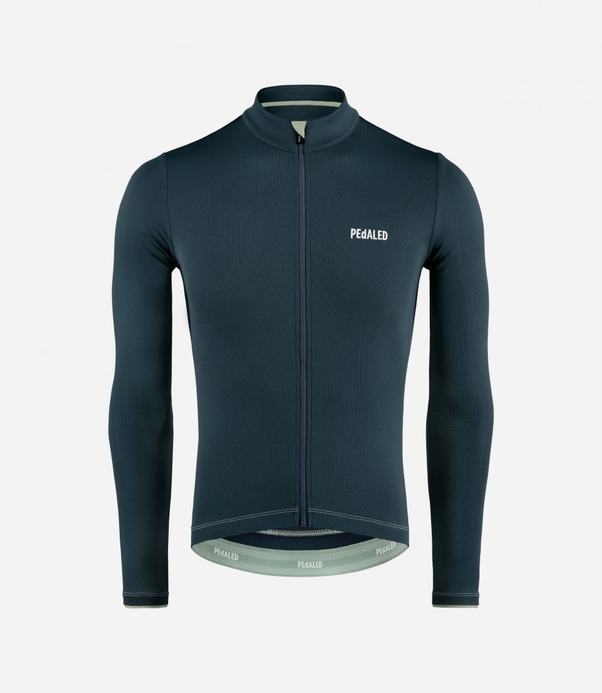 Cycling Jersey Merino Navy for Men - Front - Element | PEdALED
