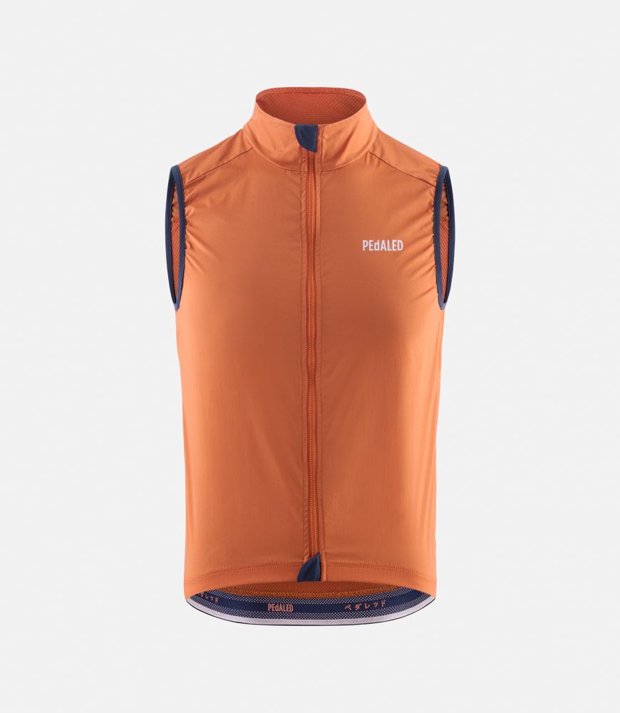 men cycling vest windproof orange essential front pedaled