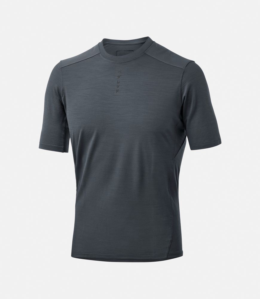 men gravel t shirts merino charcoal grey front jary pedaled