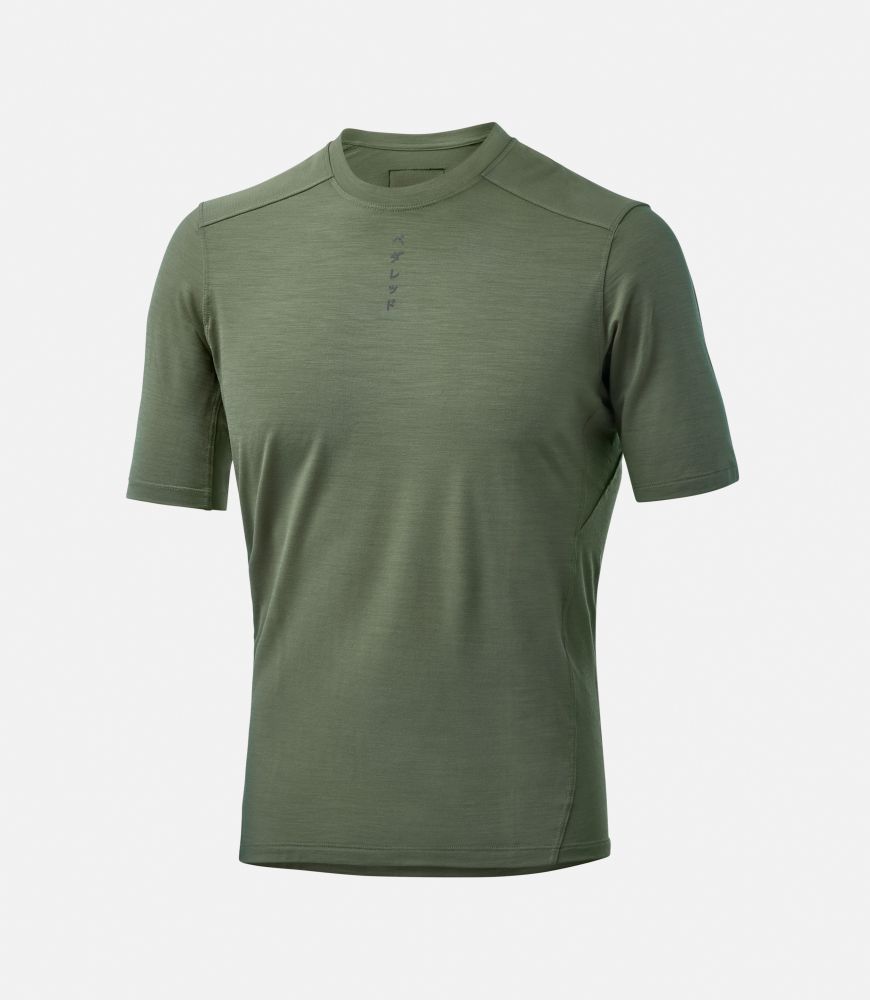 men gravel t shirts merino forest green front jary pedaled
