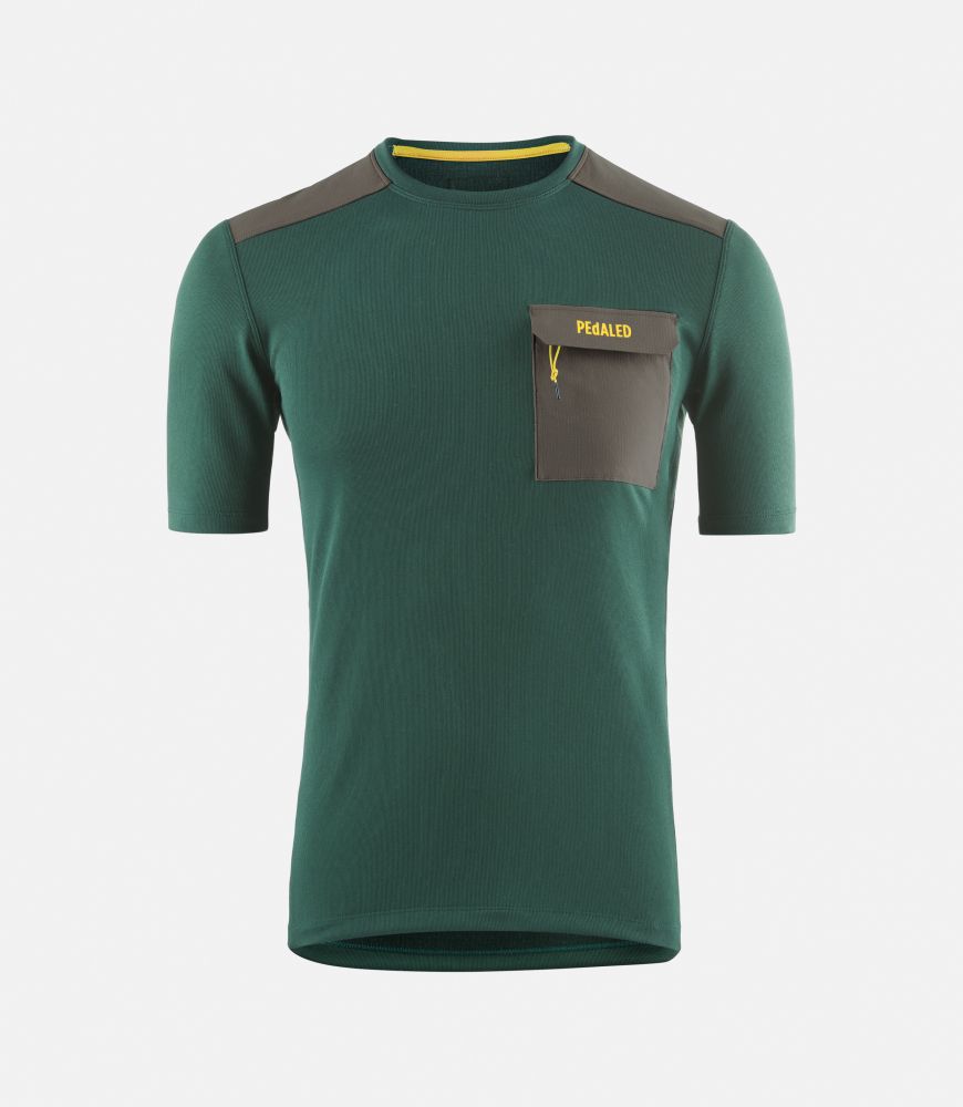 Cycling Merino Tee Green for Men - Front - Odyssey | PEdALED
