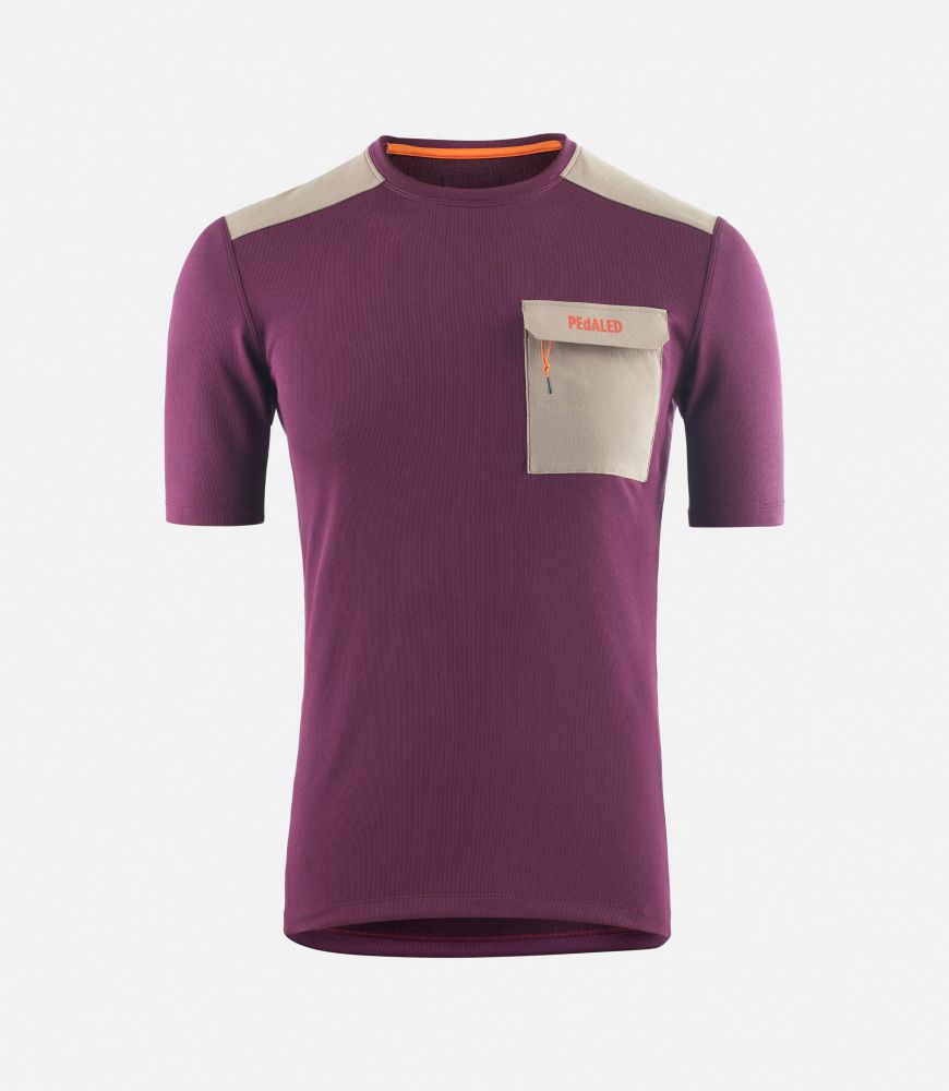 Cycling Merino Tee Purple for Men - Front - Odyssey | PEdALED
