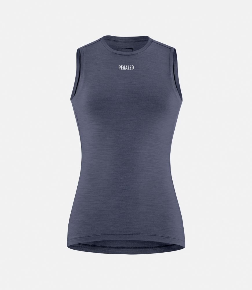 women cycling base layer merino navy essential front pedaled