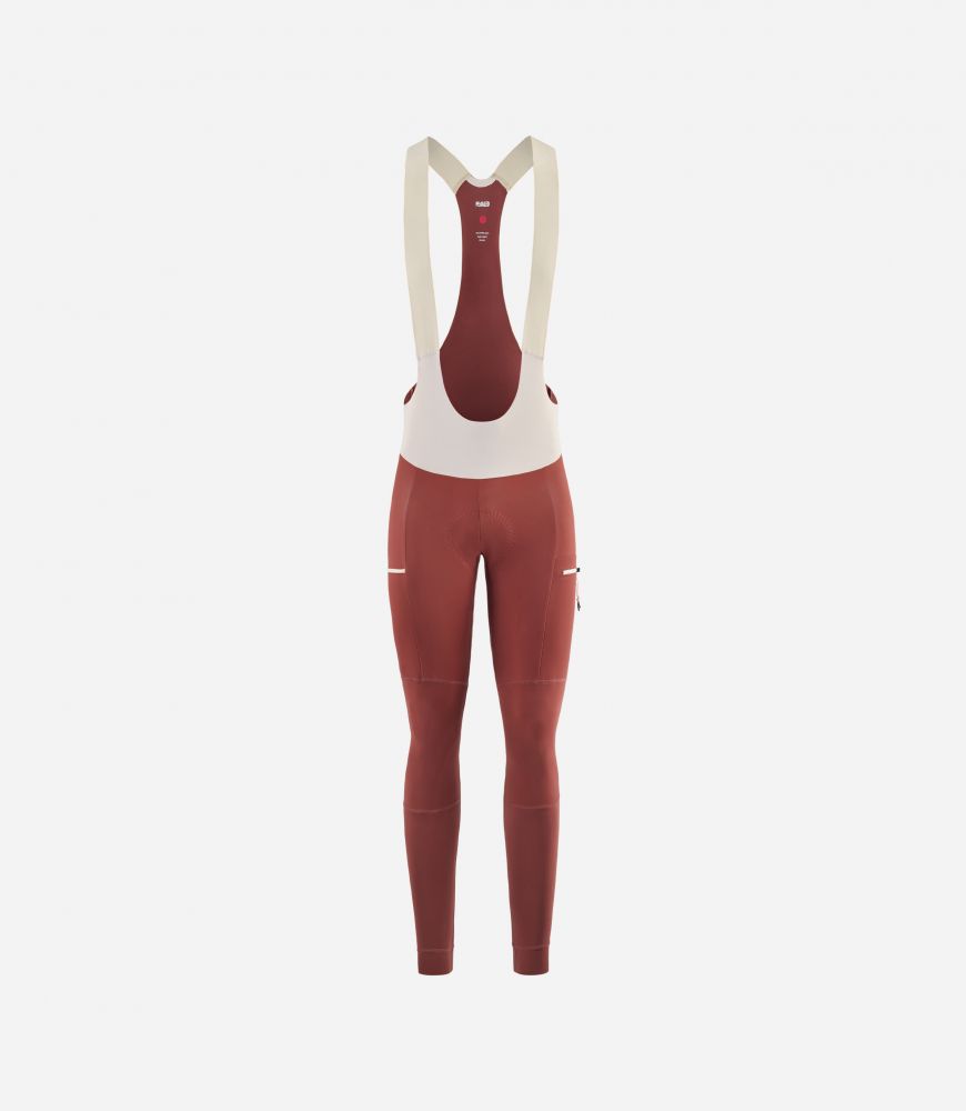 Cycling Winter Cargo Bib Tight Dark Red for Women - Front - Odyssey | PEdALED
