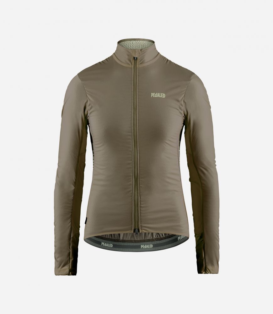 Cycling Insulated Jacket Green for Women - Front - Element | PEdALED