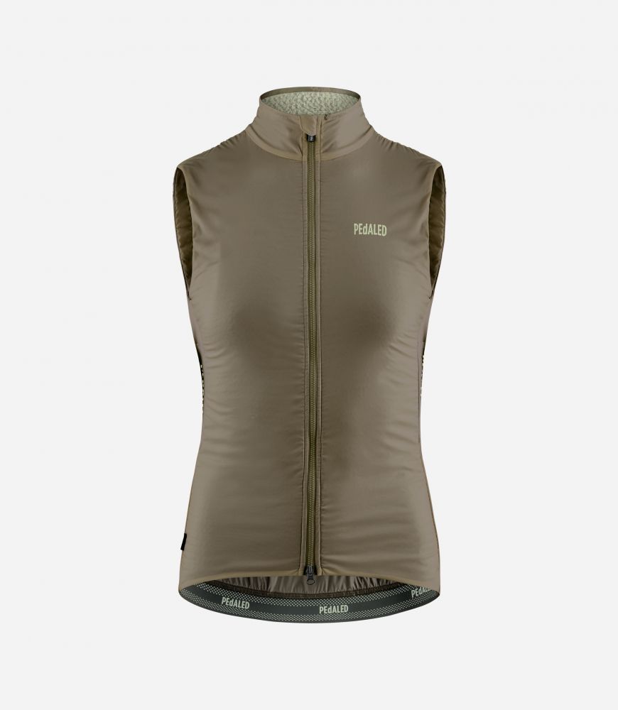 Cycling Insulated Vest Green for Women - Front - Element | PEdALED
