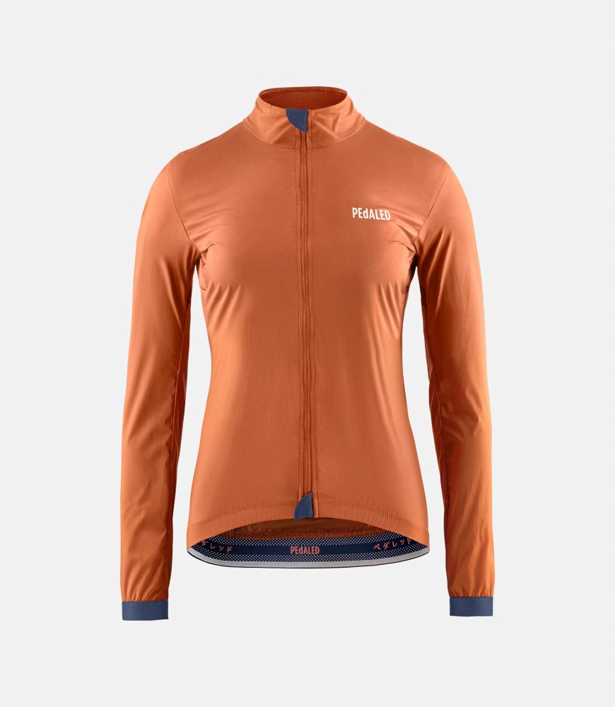 women cycling jacket windproof orange essential front pedaled