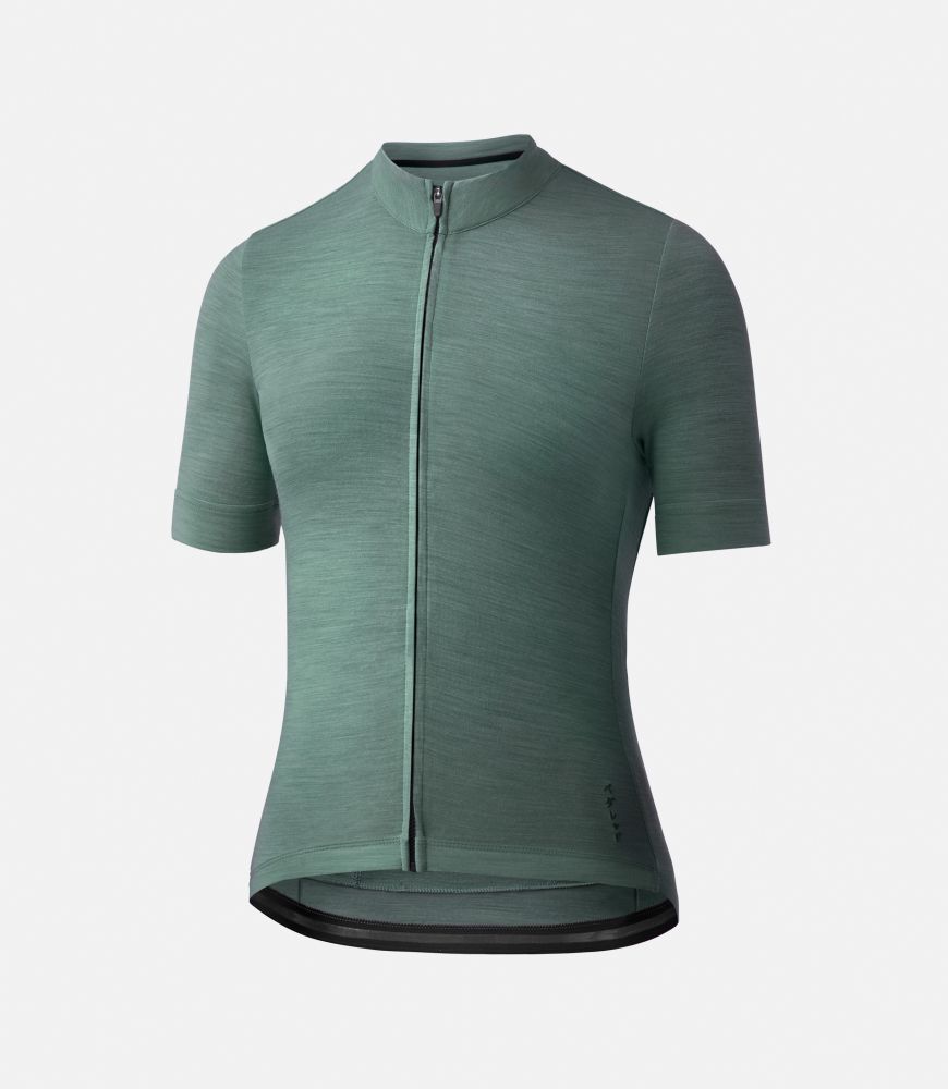 women cycling jersey merino forest green front essential pedaled