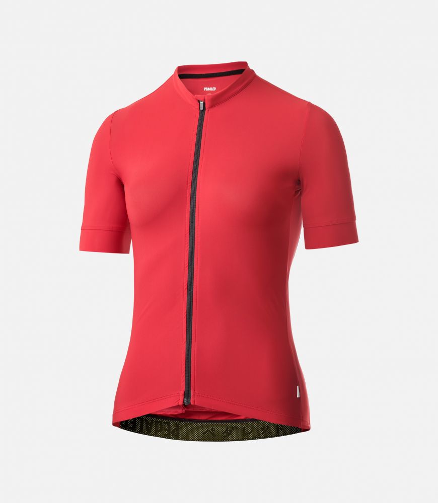 women cycling jersey red sabi front pedaled