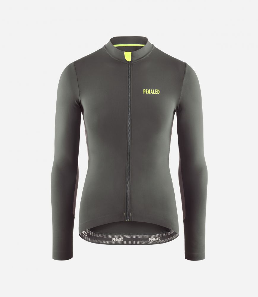 Cycling Jersey Long Sleeve Grey for Women - Front - Element | PEdALED
