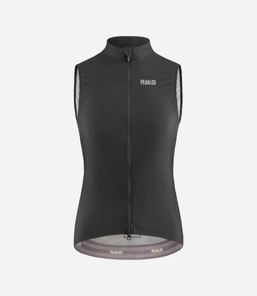 Cycling Waterproof Vest Black for Women - Front - Element | PEdALED
