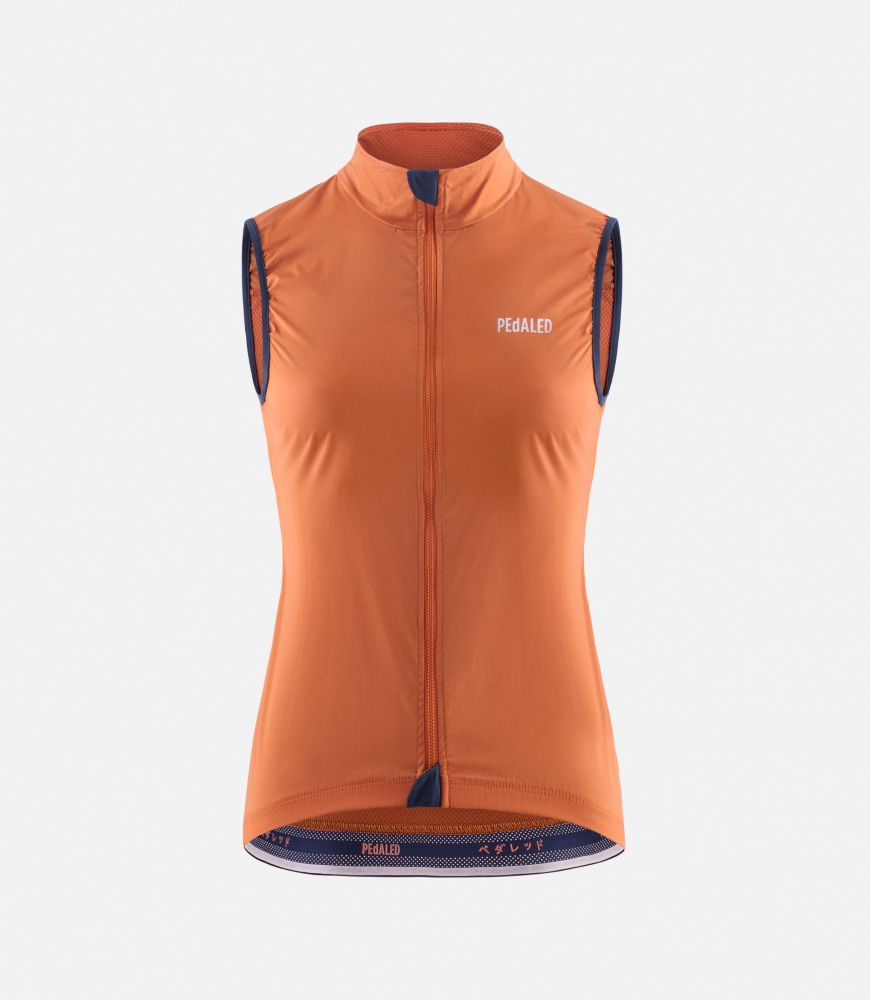 women cycling vest windproof orange essential front pedaled
