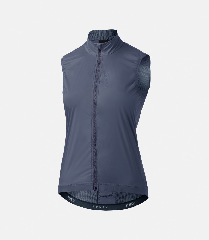 women cycling windproof vest blue mirai front pedaled