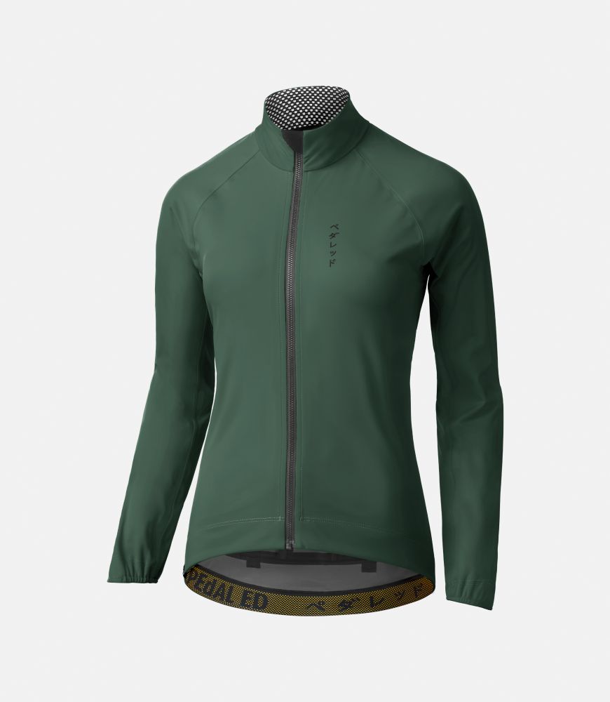 women neoshell jacket forest green mirai front pedaled