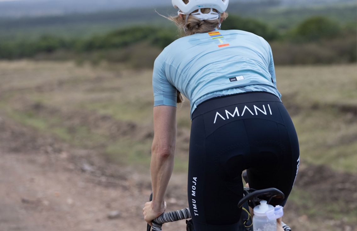 amani women gravel cycling bibshort in action pedaled