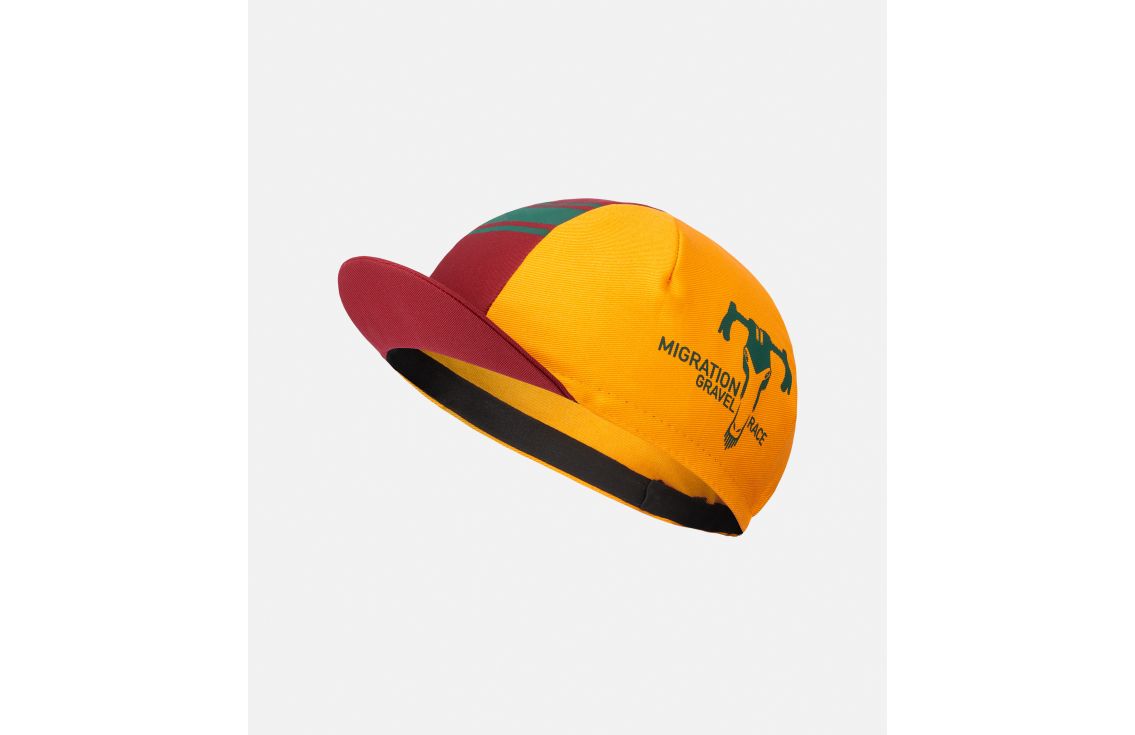 cycling cap yellow migration front pedaled