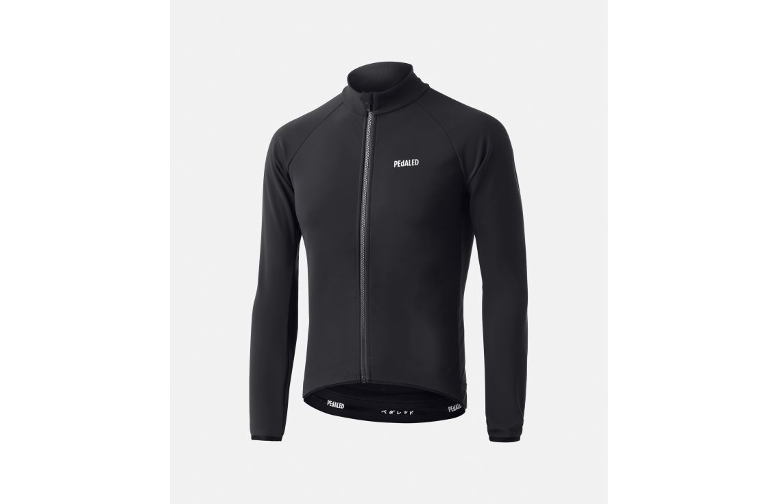 Cycling Jacket Thermo Black for Men - Front - Essential | PEdALED
