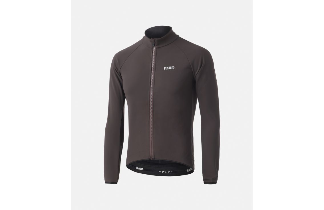 cycling thermo jacket brown essential front still life pedaled