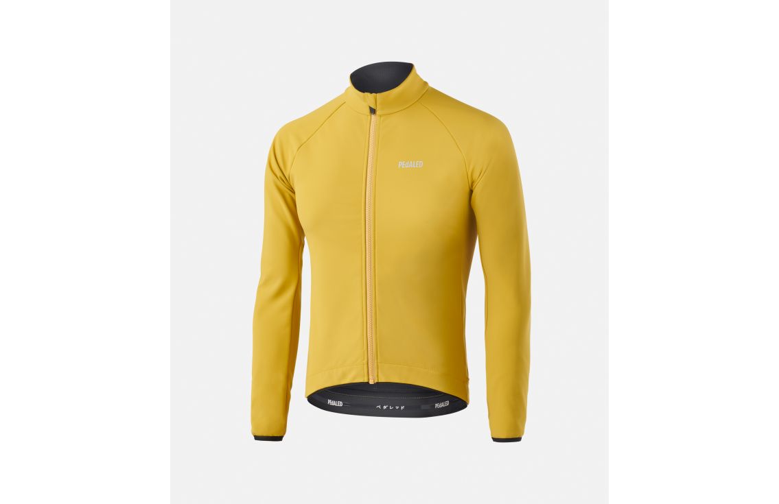 Cycling Jacket Thermo Yellow for Men - Front - Essential | PEdALED
