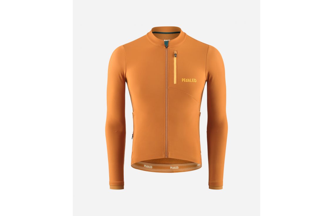Cycling Jersey Long Sleeve Brown for Men - Front - Odyssey | PEdALED
