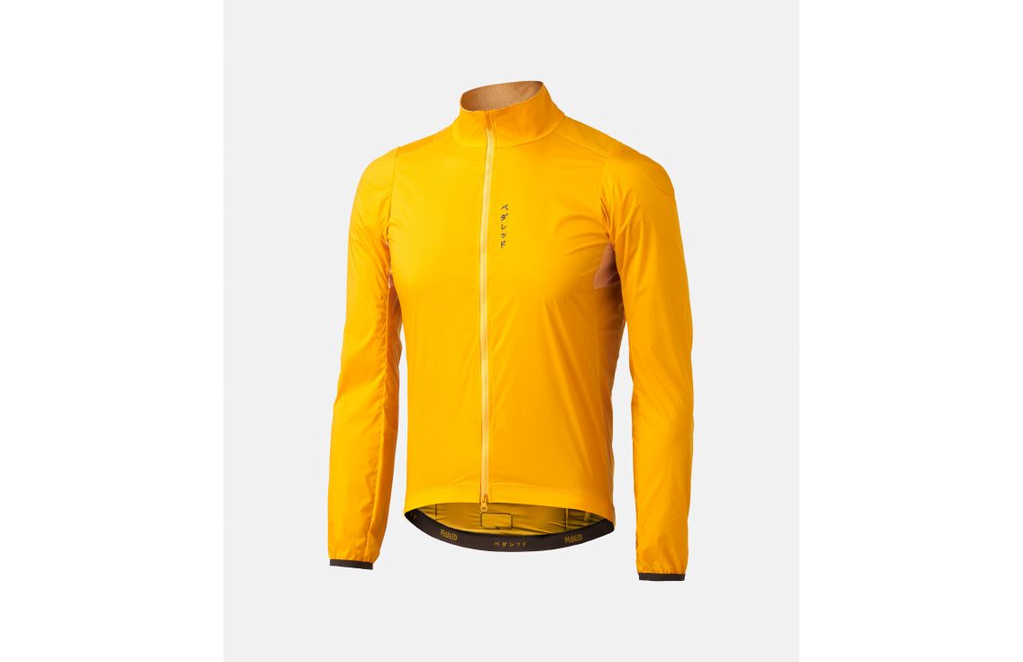 men cycling jacket windproof yellow mirai front pedaled