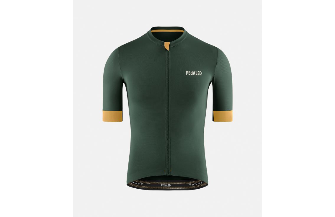 men cycling jersey green essential front pedaled