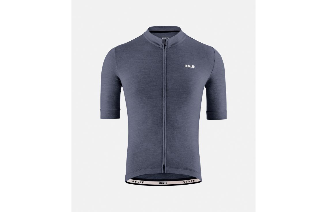 men cycling jersey merino navy essential front pedaled