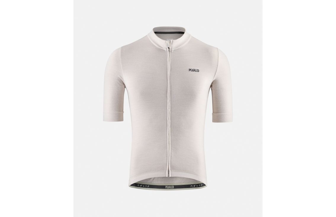 men cycling jersey merino white essential front pedaled