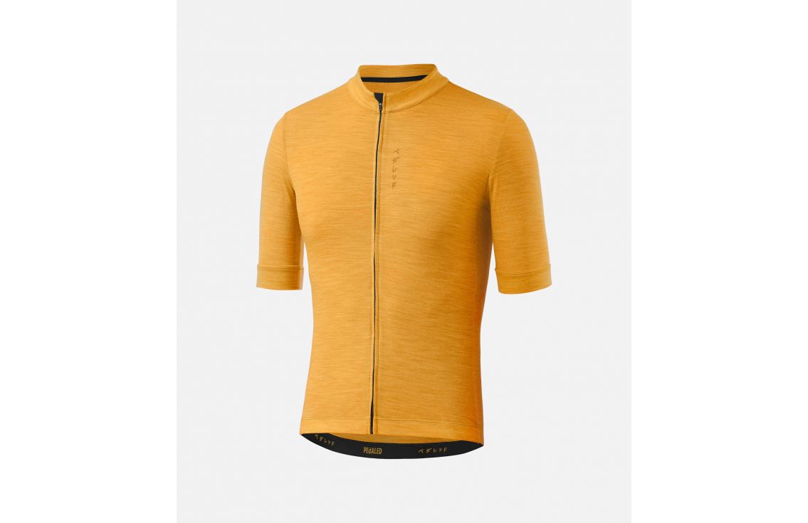 men cycling jersey merino yellow essential front pedaled