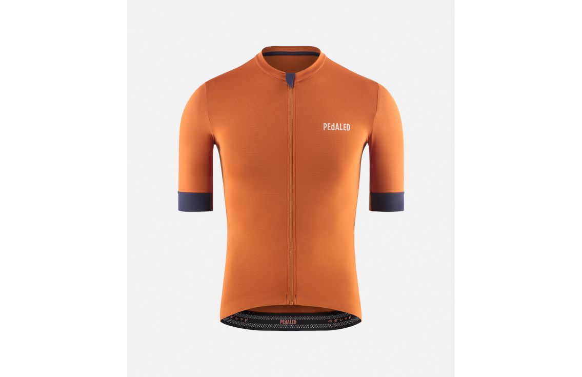 men cycling jersey orange essential front pedaled