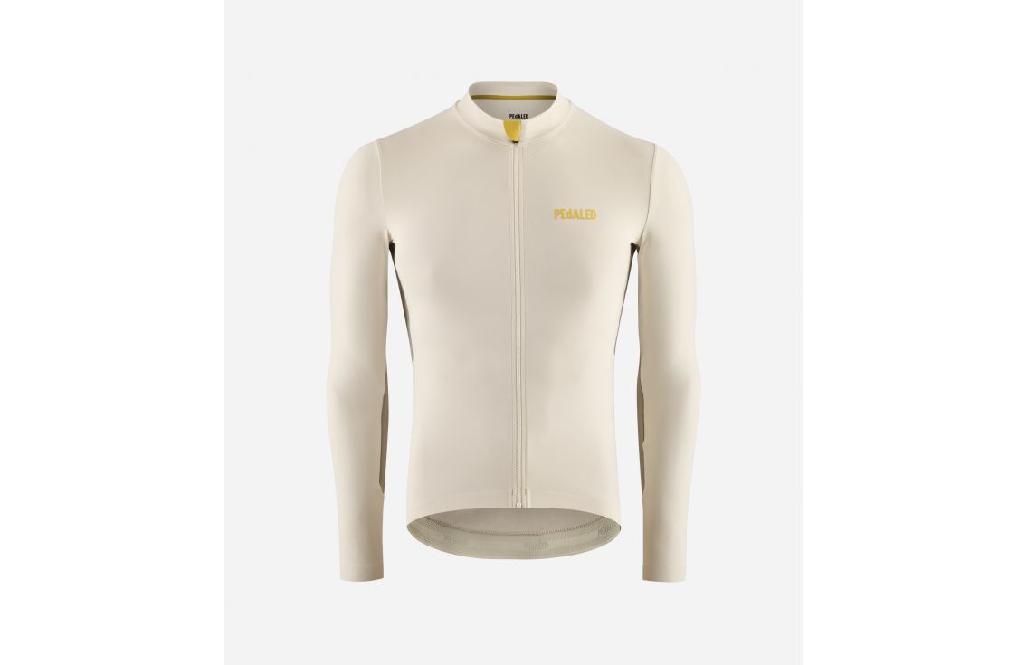 Cycling Jersey Long Sleeve Off White for Men - Front - Element | PEdALED