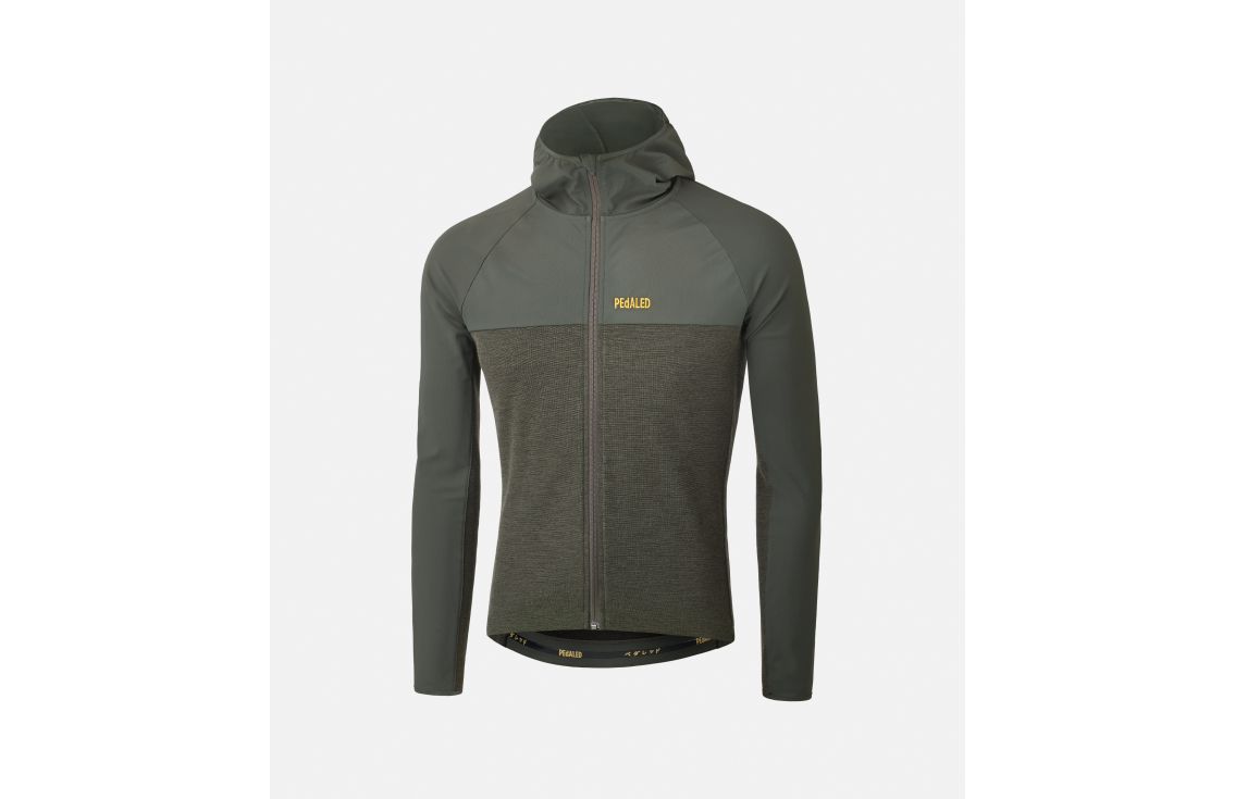 Cycling Jacket Hooded Green for Men - Front - Jary | PEdALED
