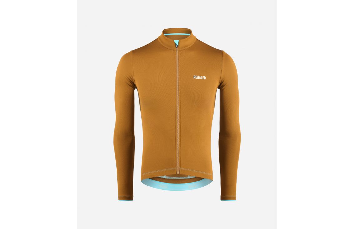 Cycling Jersey Merino Brown for Men - Front - Element | PEdALED
