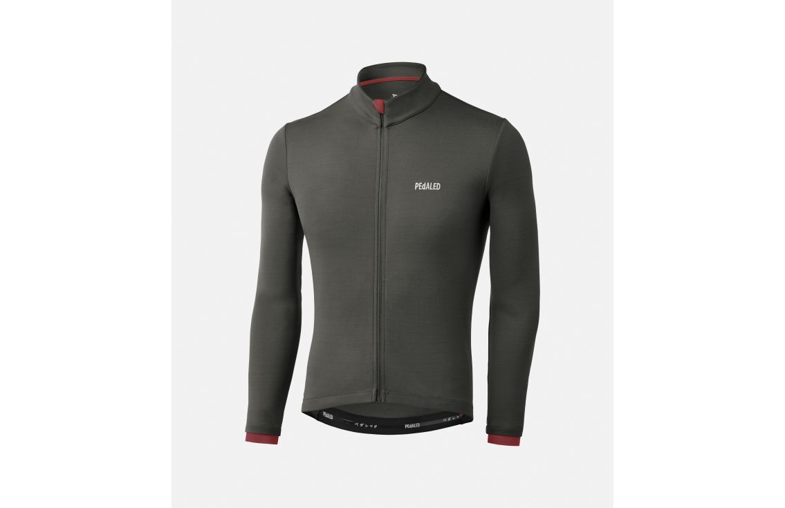 Cycling Jersey Grey Merino for Men - Front - Essential | PEdALED
