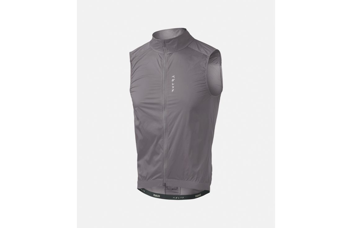 men cycling vest mirai windproof grey front pedaled