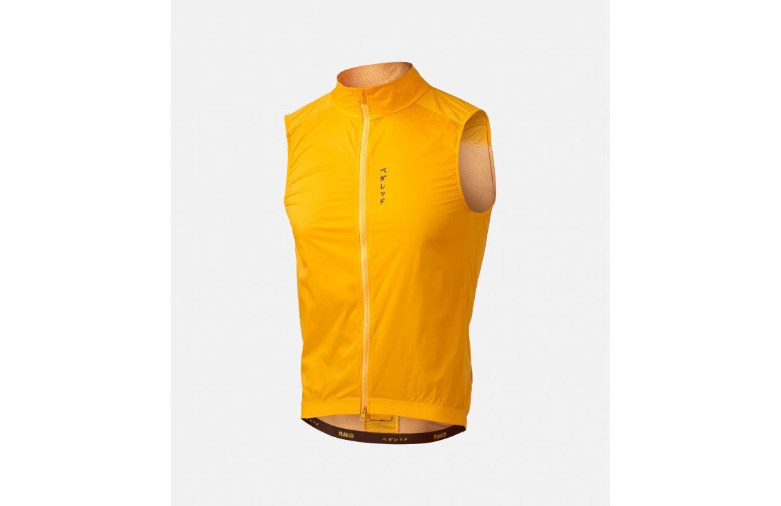 men cycling vest windproof yellow mirai front pedaled