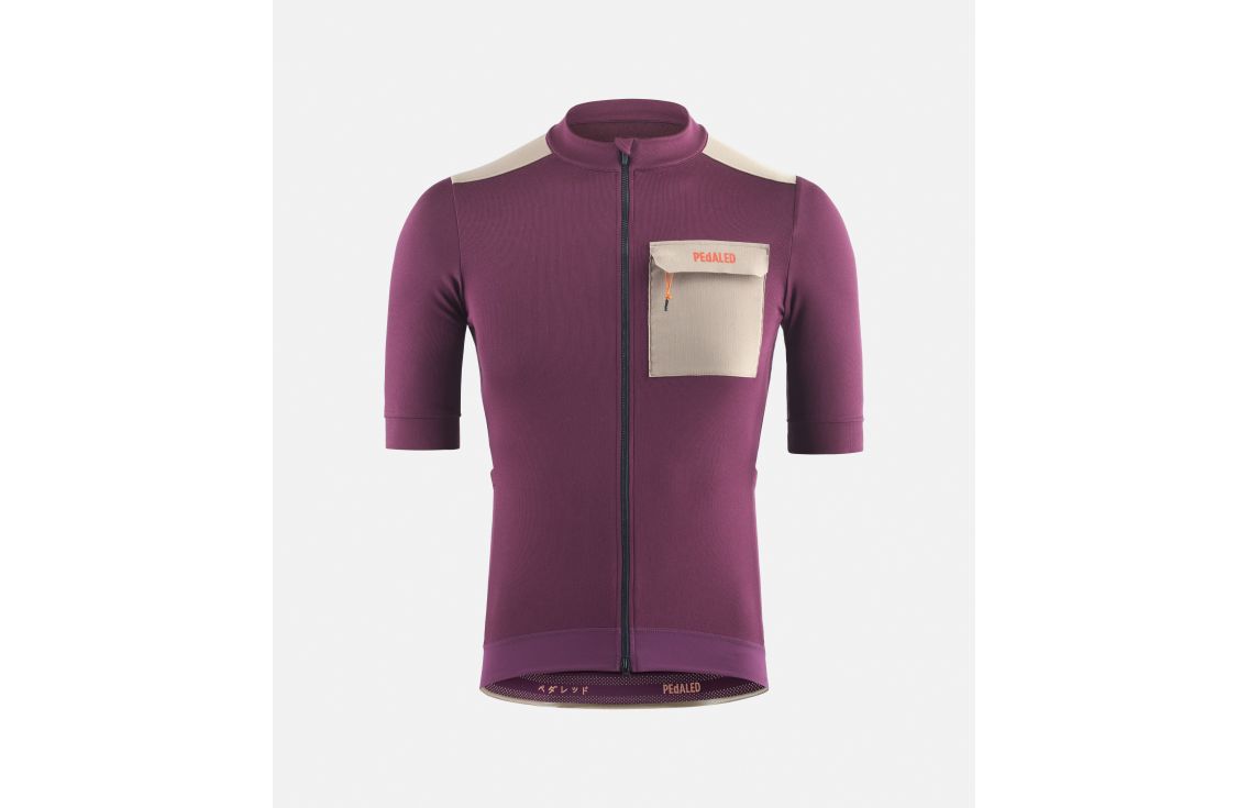 Cycling Merino Jersey Purple for Men - Front - Odyssey | PEdALED
